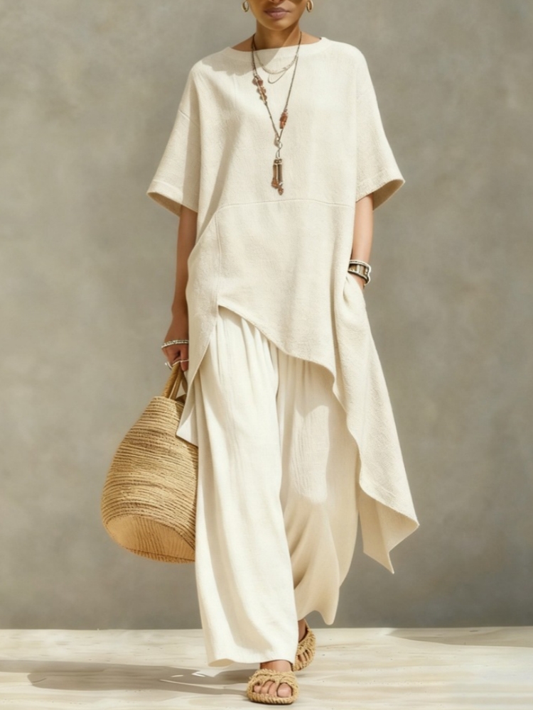 Women'S Formal Wear Blouse - Conjuntos de Calças de Algodão e