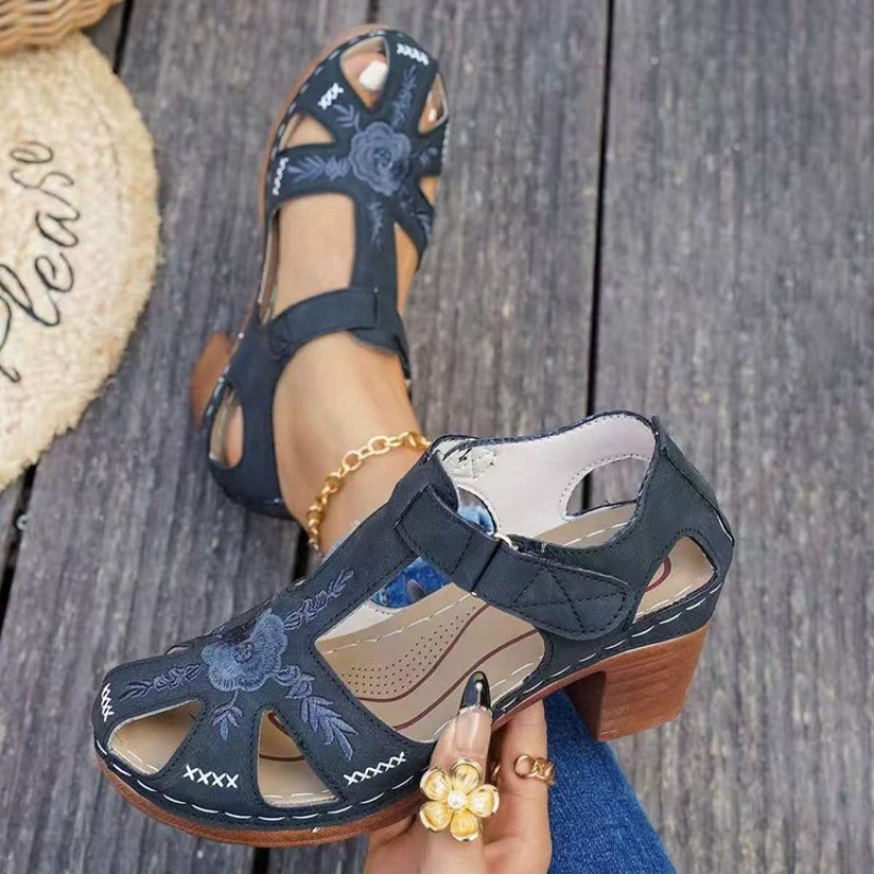 Formal Women Daily Wear Sandals - Sandálias Femininas com Salto Bloco Médio,