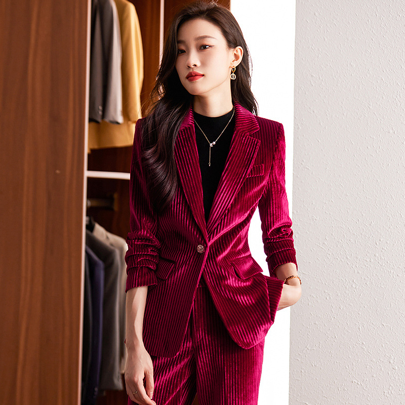 High End Women'S Formal Wear - Blazer de veludo feminino para outono