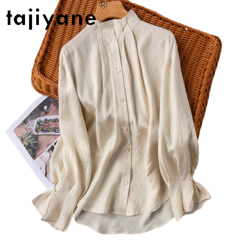 Silk Blouse Button - TAJIYANE Camisa Feminina 100% Seda Natural