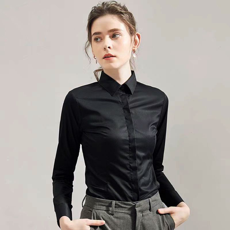Women Formal Wear Black And White - Camisa preta de verão, manga curta,