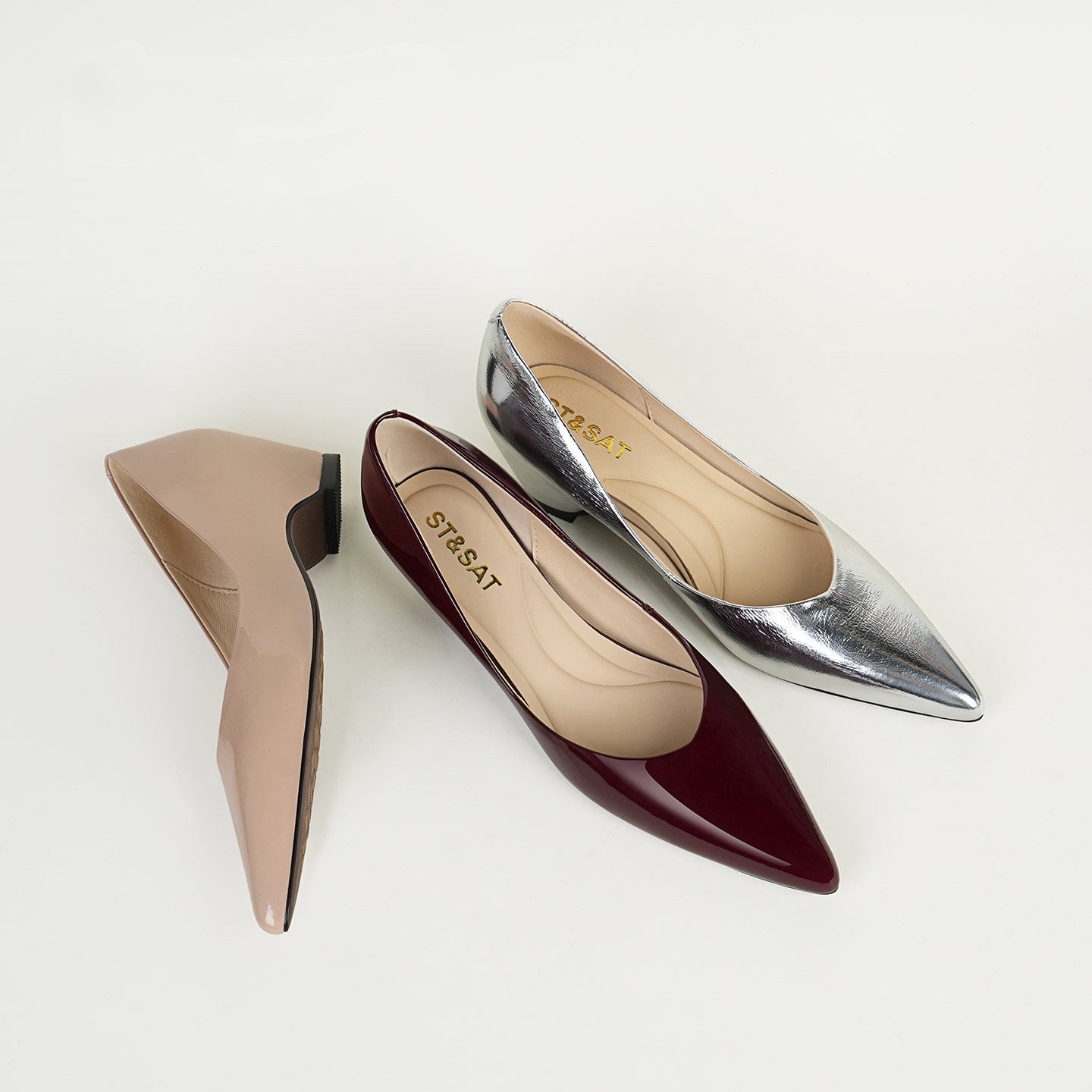Women'S Work Fashion - Sapatilhas de Bico Fino e Salto