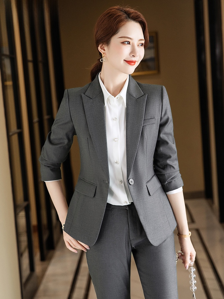 High End Women'S Formal Wear - Conjunto de Terno Cinza para Mulheres,