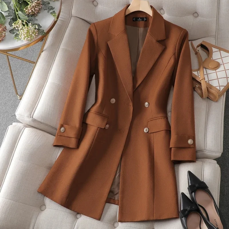 Women Formal Wear Black - Outono inverno jaqueta feminina longo blazer