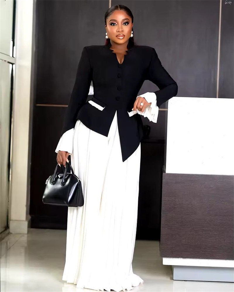 Women Formal Wear Black And White - Conjunto de ternos femininos brancos e