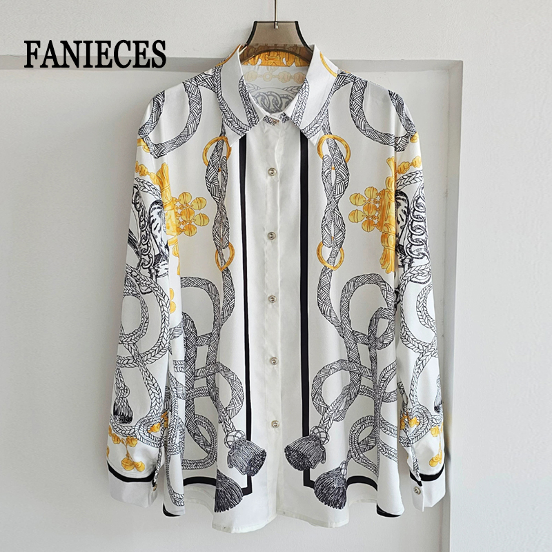 Silk Blouse Button - Camisa de Seda para Mulheres S-4XL,