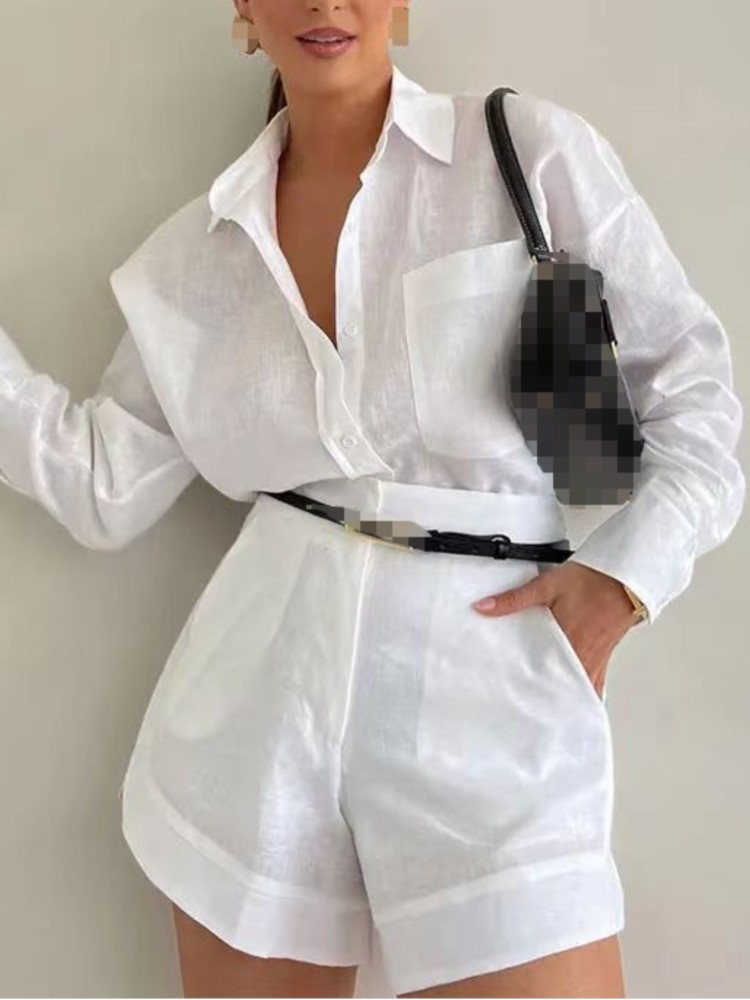 Women'S Formal Wear Blouse - Verão casual simples roupas femininas botão