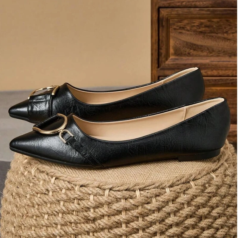 Women Formal Wear Black - Sapatilhas Elegantes Femininas Pretas com Bico