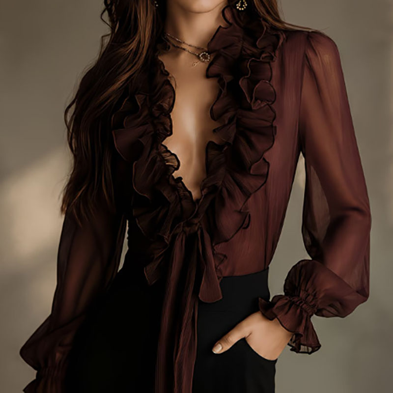 Blusa Feminina Elegante Transp - Women'S Formal Wear Blouse avaliação e preço