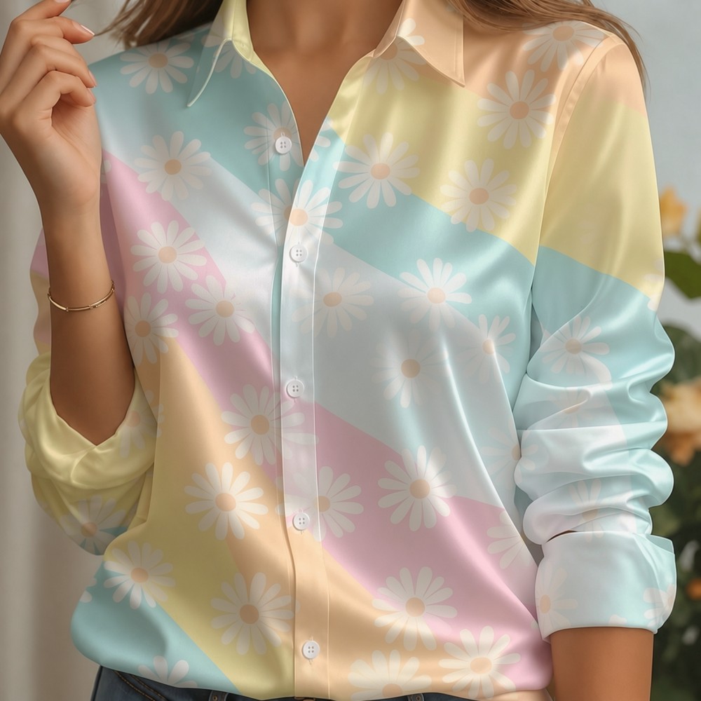Camisa Feminina de Cetim com G - Silk Blouse Button avaliação e preço