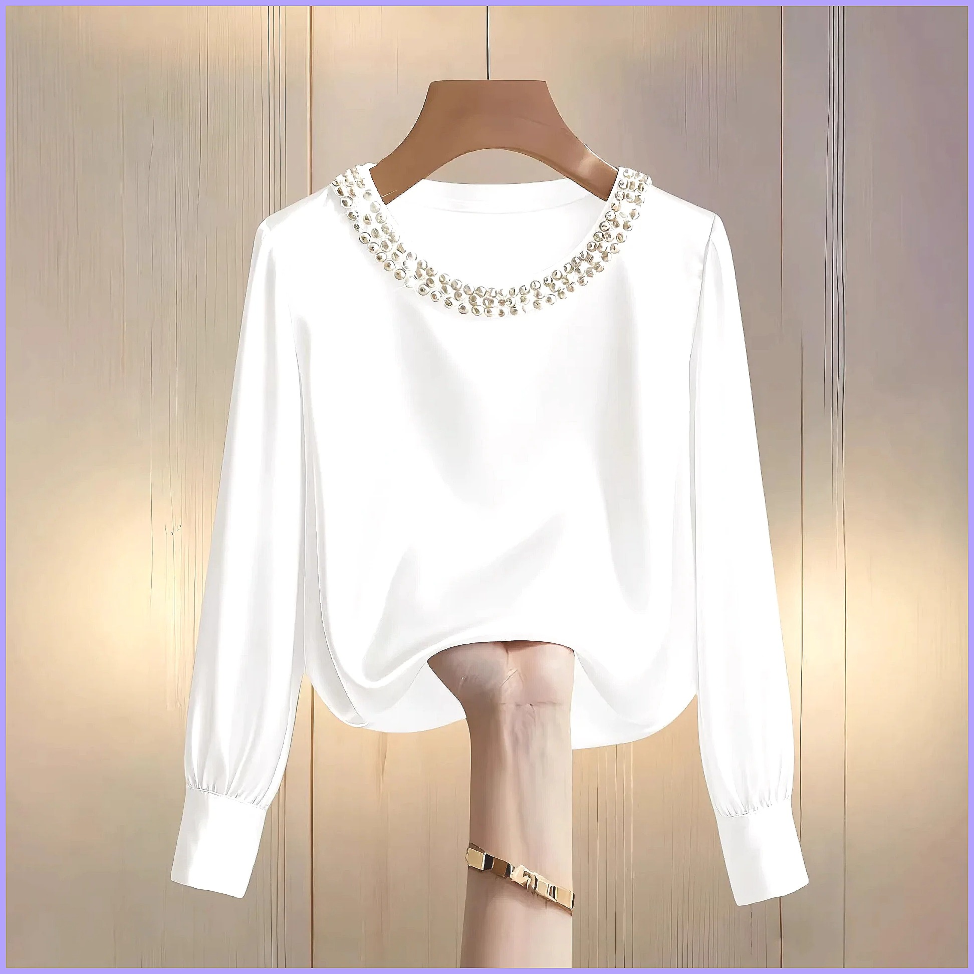 Blusa Elegante de Cetim com Co - Silk Blouse Button avaliação e preço