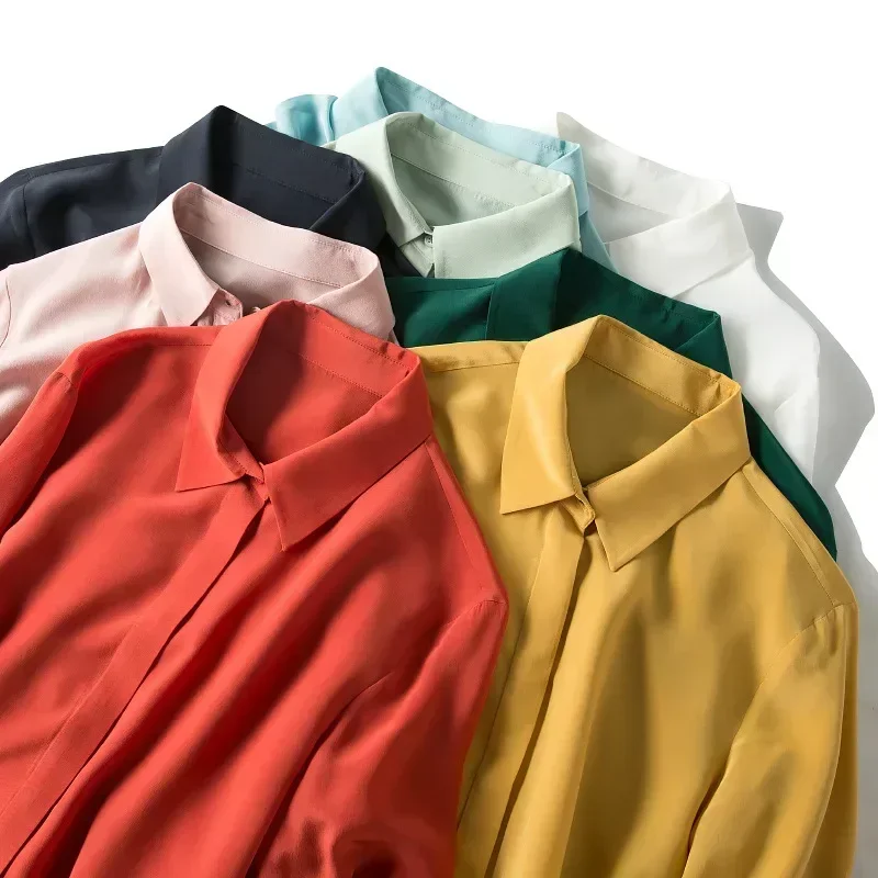 2025 primavera nova camisa de  - Silk Blouse Button avaliação e preço