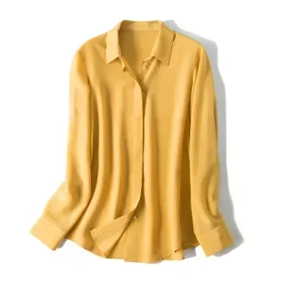 2025 primavera nova camisa de  - Silk Blouse Button avaliação e preço