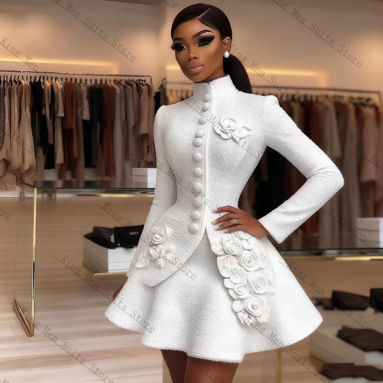 Luxo branco feminino terno con - Women'S Formal Wear Wedding Guest avaliação e preço