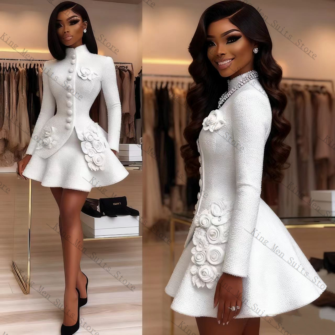 Luxo branco feminino terno con - Women'S Formal Wear Wedding Guest avaliação e preço
