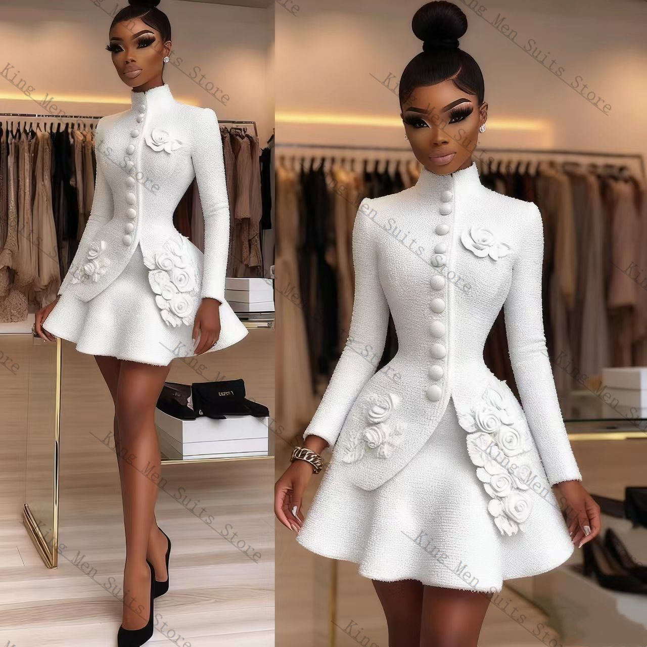 Luxo branco feminino terno con - Women'S Formal Wear Wedding Guest avaliação e preço