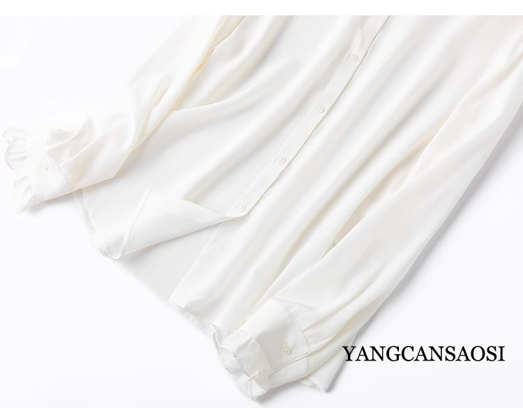 2025 moda feminina nova 100% s - Silk Blouse Button avaliação e preço