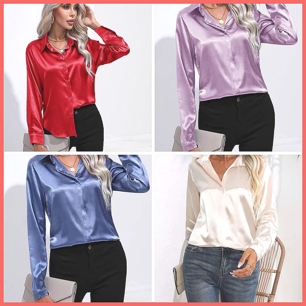 Camisa de Cetim Feminina Prima - Silk Blouse Button avaliação e preço