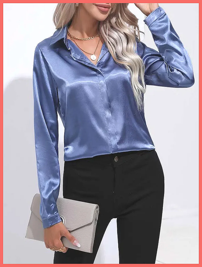 Camisa de Cetim Feminina Prima - Silk Blouse Button avaliação e preço