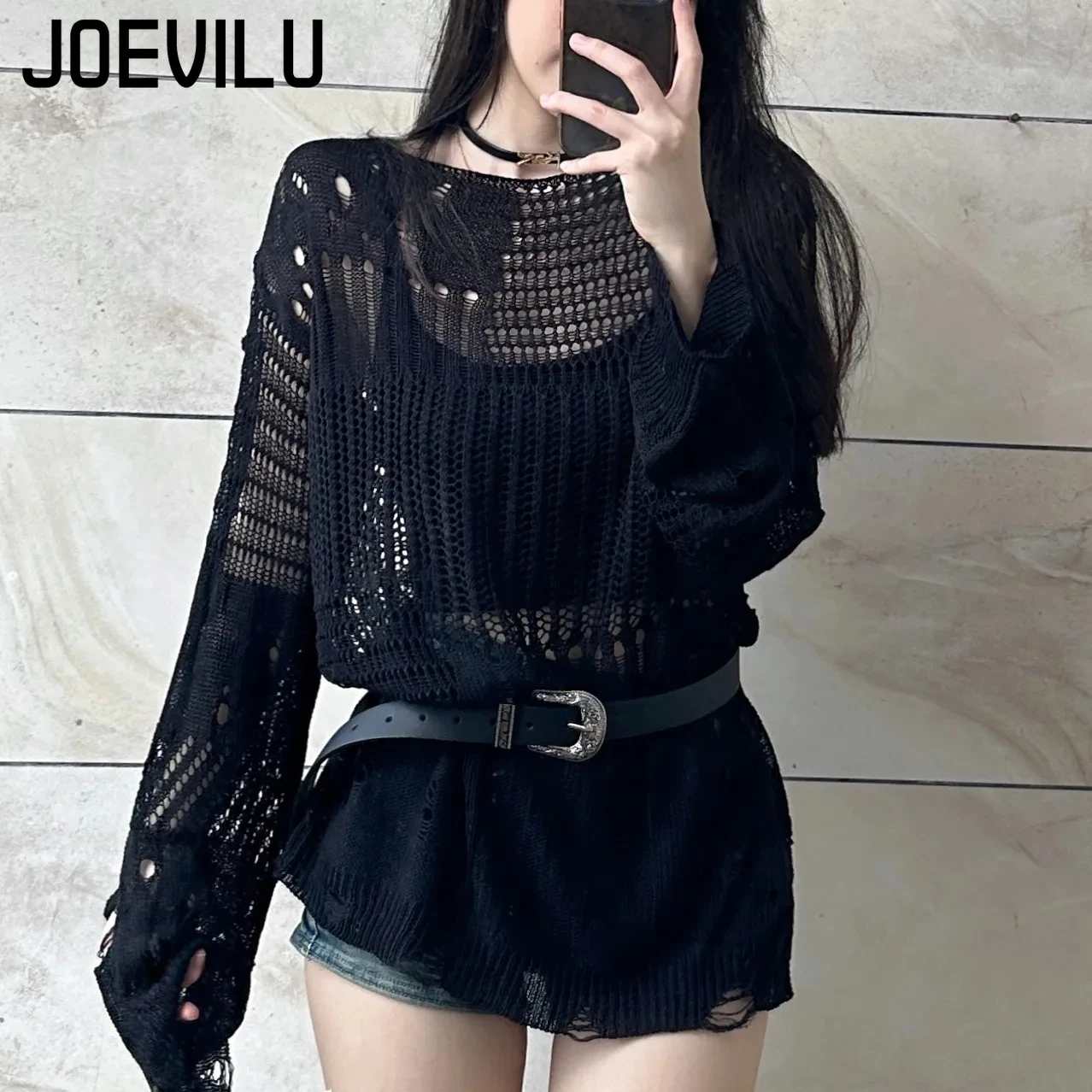 Joevilu blusa de malha oca ver - Women'S Formal Wear Blouse avaliação e preço