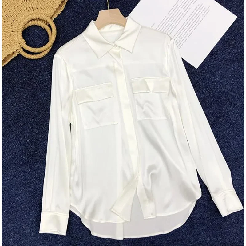 Commuter camisa feminina terno - Silk Blouse Button avaliação e preço