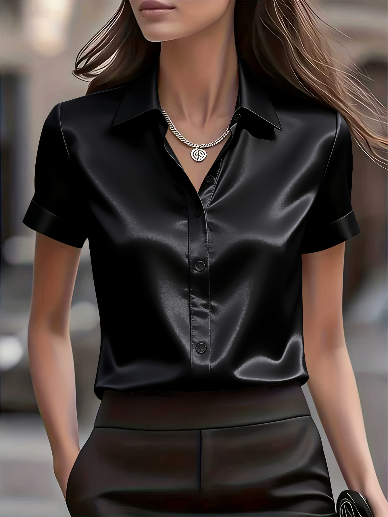 Camisa Elegante Slim Fit em Mi - Silk Blouse Button avaliação e preço