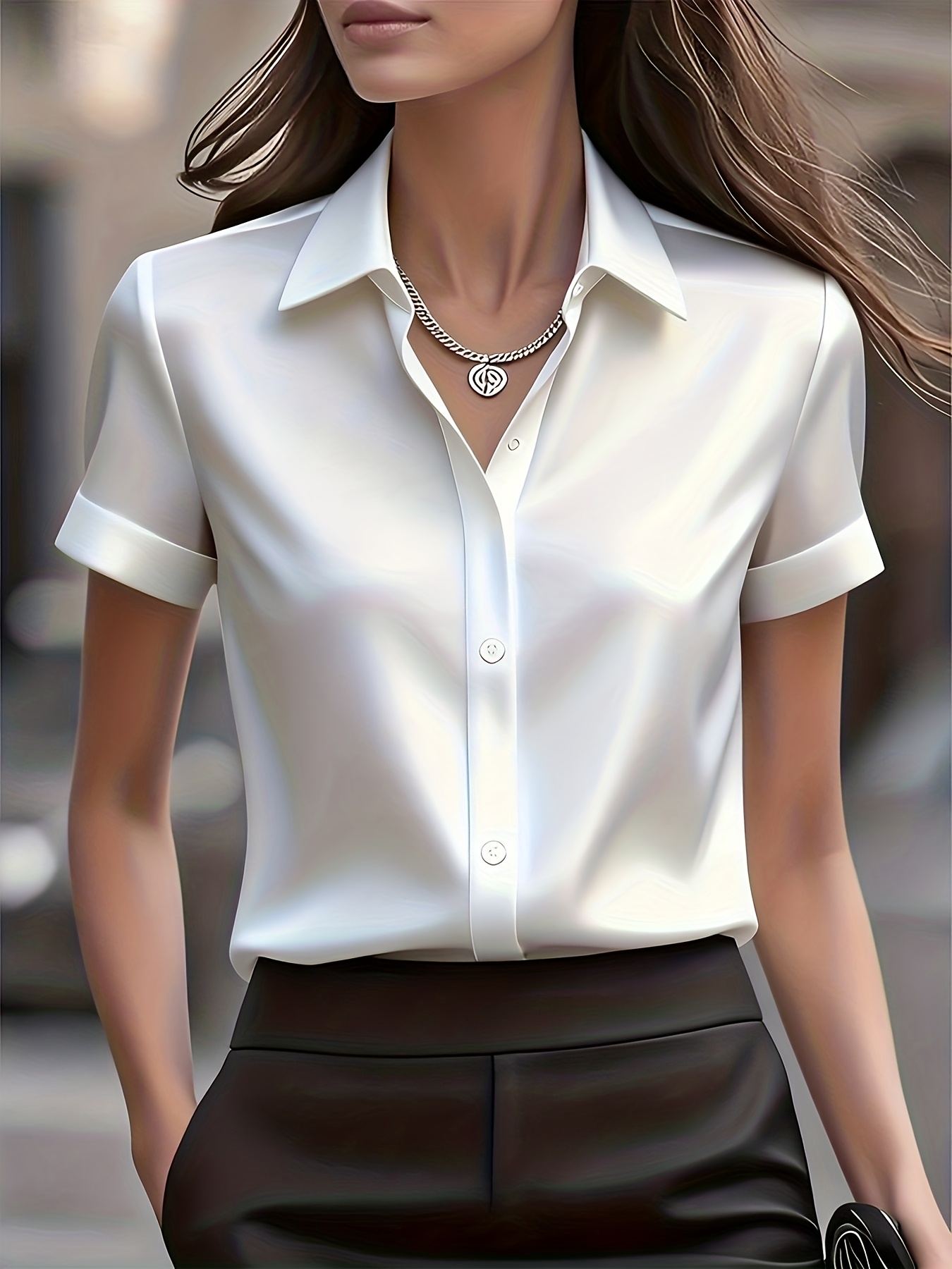 Camisa Elegante Slim Fit em Mi - Silk Blouse Button avaliação e preço