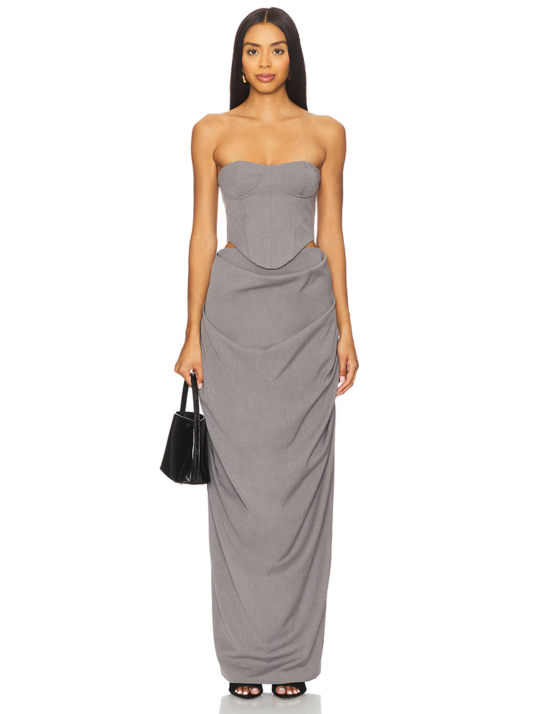 Vestido Longo Cinza Off-Should - Shift Dress Sleeveless avaliação e preço