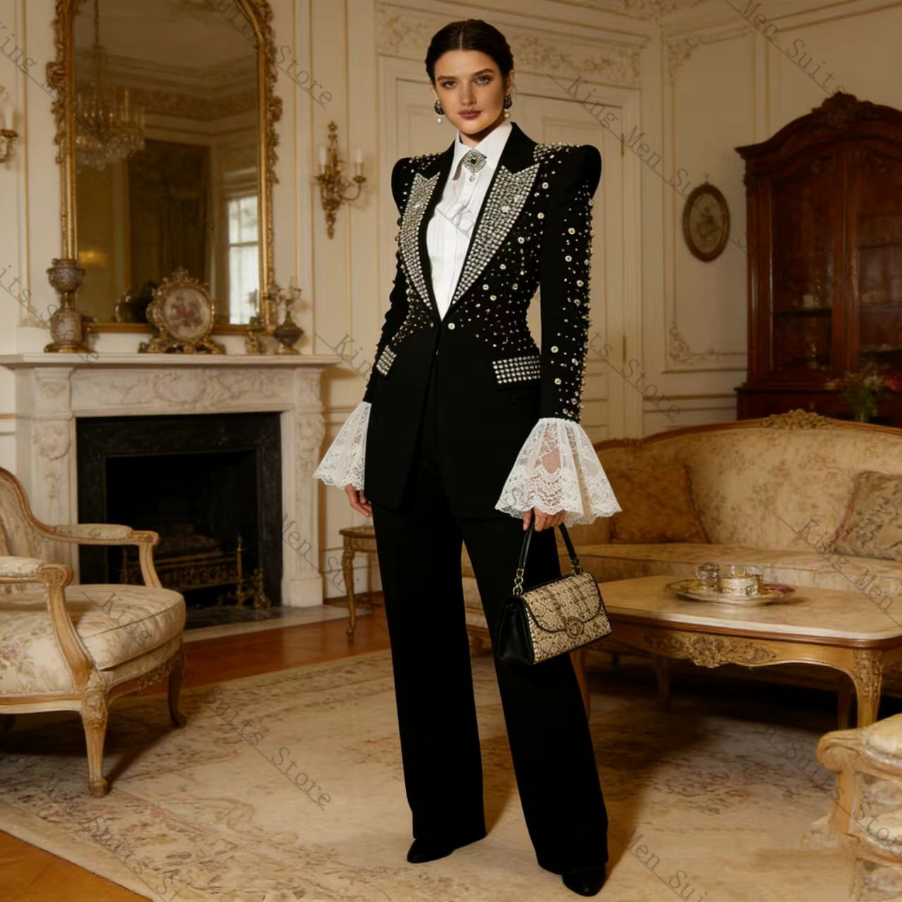 Conjunto de Terno Feminino Pre - Women Formal Wear Black avaliação e preço