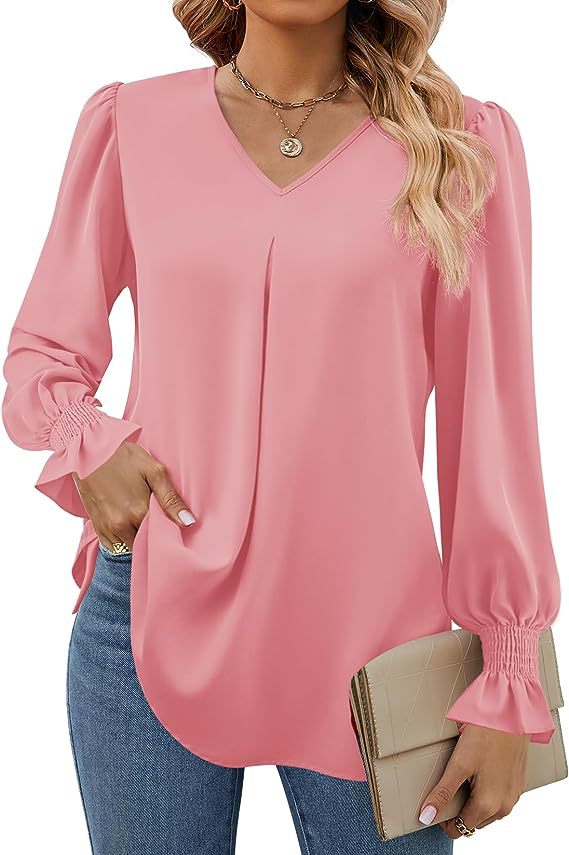 Camisa feminina de manga compr - Women'S Formal Wear Blouse avaliação e preço